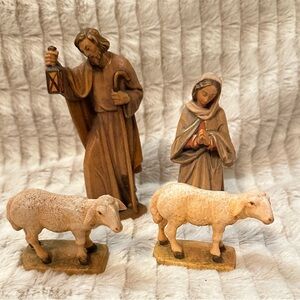 Vintage Wood Carved Nativity Figurines